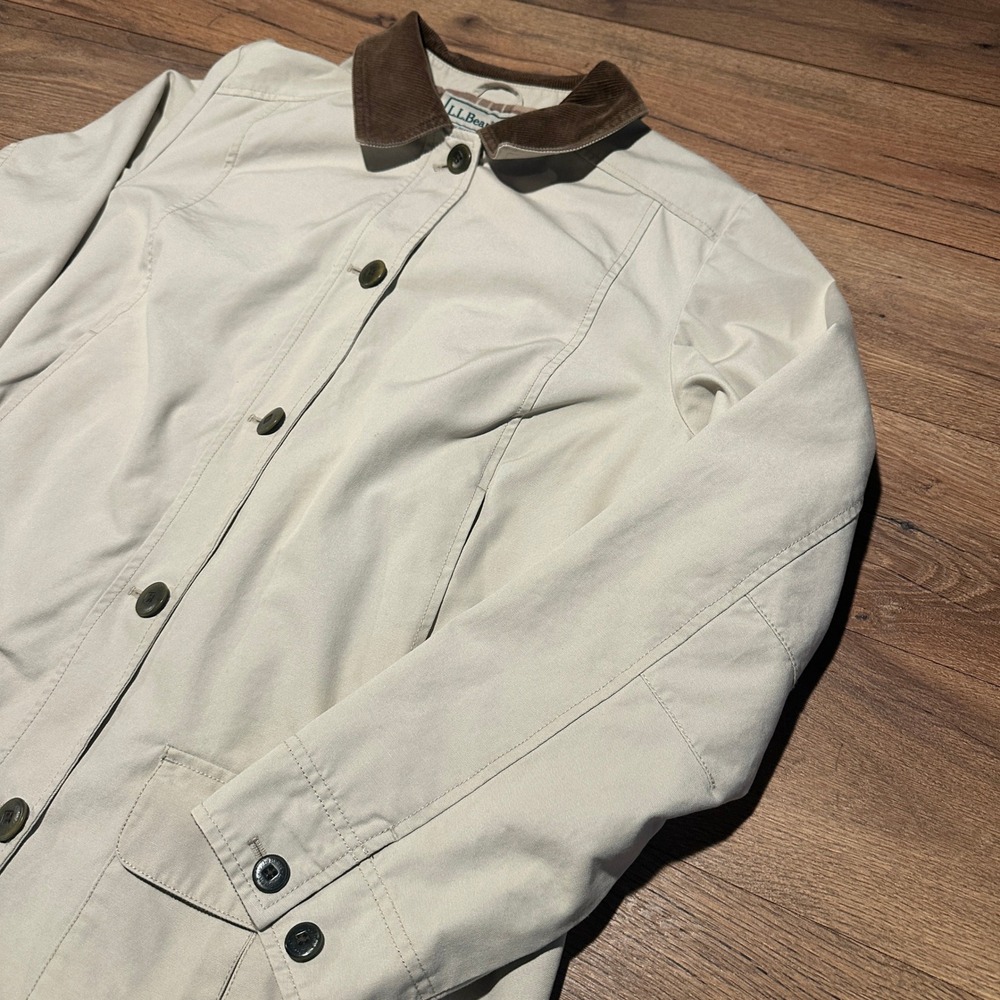 Vintage LL Bean Tan Field Coat Barn Jacket Women Size L Regular